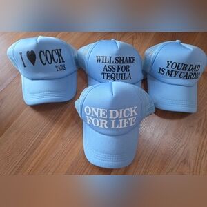 Light Blue Trucker Hat - "ONE DICK FOR LIFE"